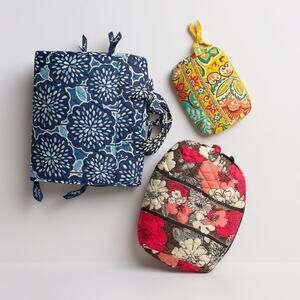 Vera Bradley 3 pc Quilted Cosmetic case Bundle